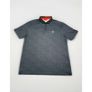 Redvanly Polo Shirt Mens XL Black Floral Pattern Performance Golf Course Stretch